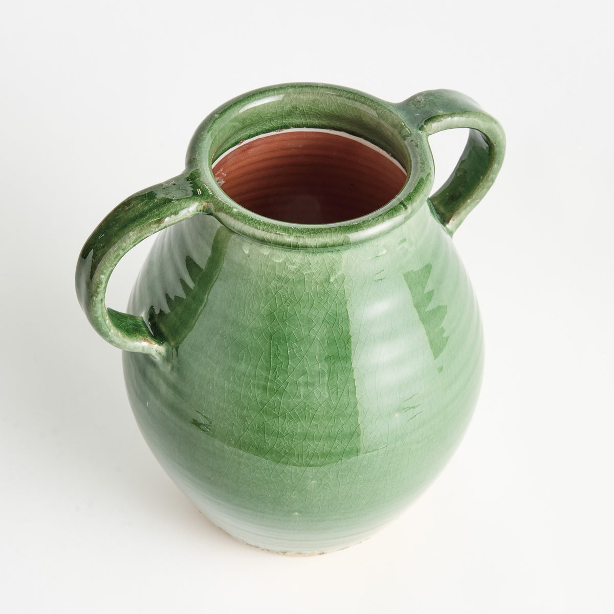 MAISHA VASE WITH HANDLES SMALL - Green/Natural
