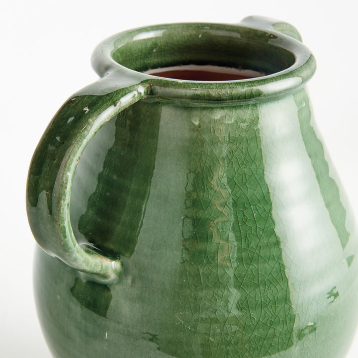 MAISHA VASE WITH HANDLES SMALL - Green/Natural