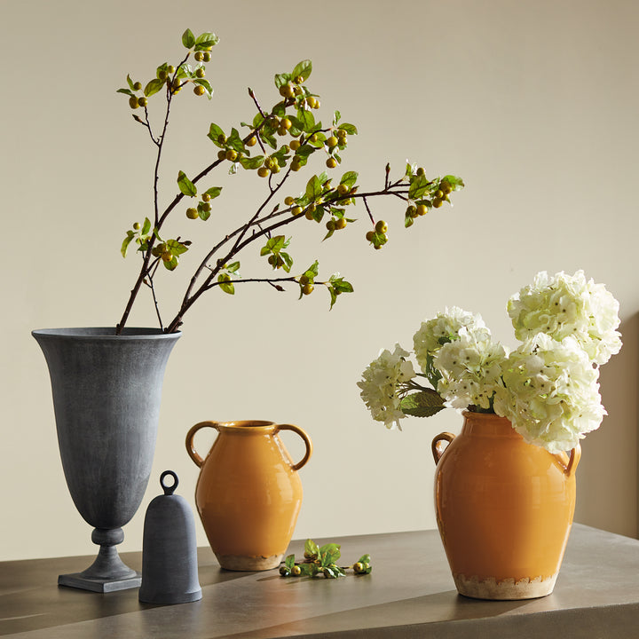 MAISHA VASE WITH HANDLES SMALL - Ochre/Natural