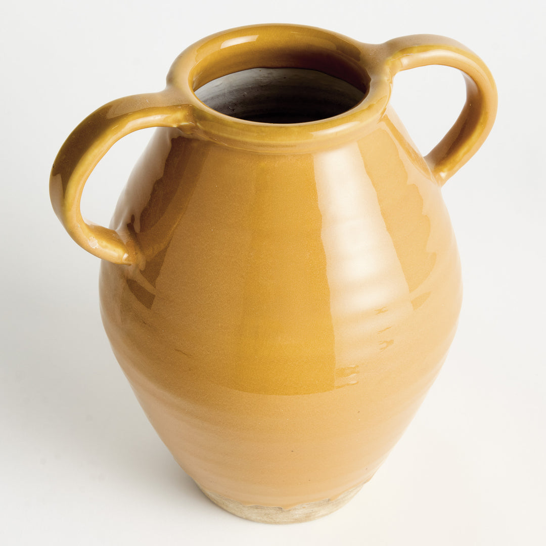 MAISHA VASE WITH HANDLES SMALL - Ochre/Natural