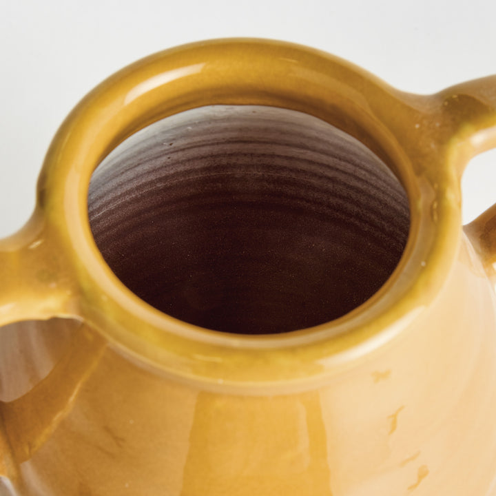 MAISHA VASE WITH HANDLES SMALL - Ochre/Natural