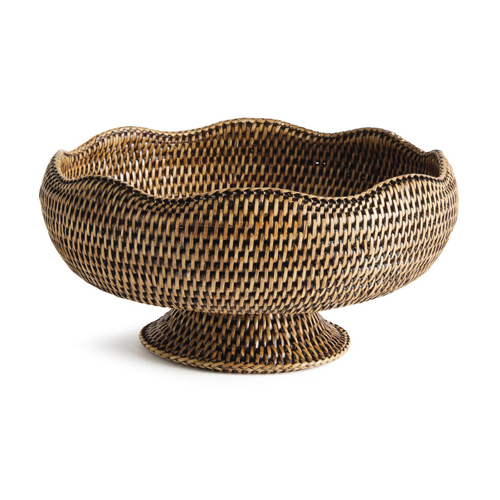 BURMA RATTAN FOOTED BOWL - Warm Brown