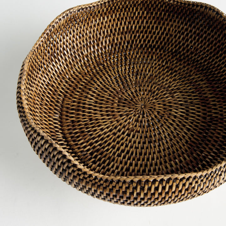 BURMA RATTAN FOOTED BOWL - Warm Brown