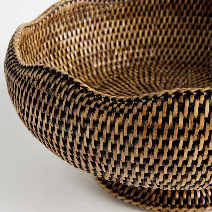 BURMA RATTAN FOOTED BOWL - Warm Brown