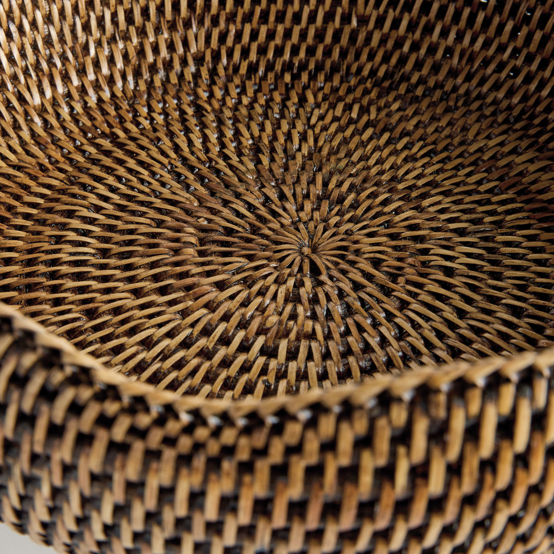 BURMA RATTAN FOOTED BOWL - Warm Brown