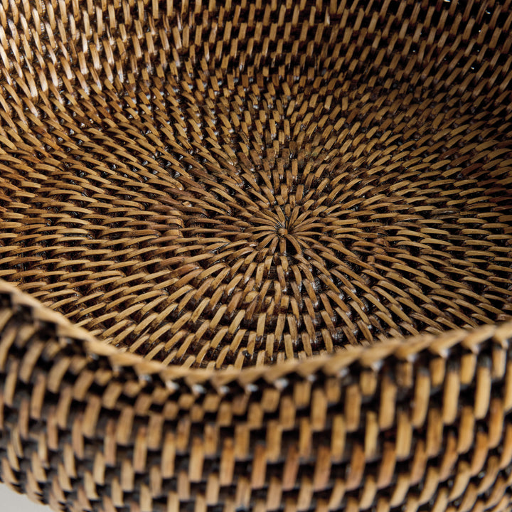 BURMA RATTAN FOOTED BOWL - Warm Brown