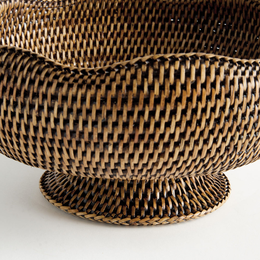 BURMA RATTAN FOOTED BOWL - Warm Brown