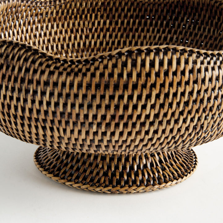 BURMA RATTAN FOOTED BOWL - Warm Brown