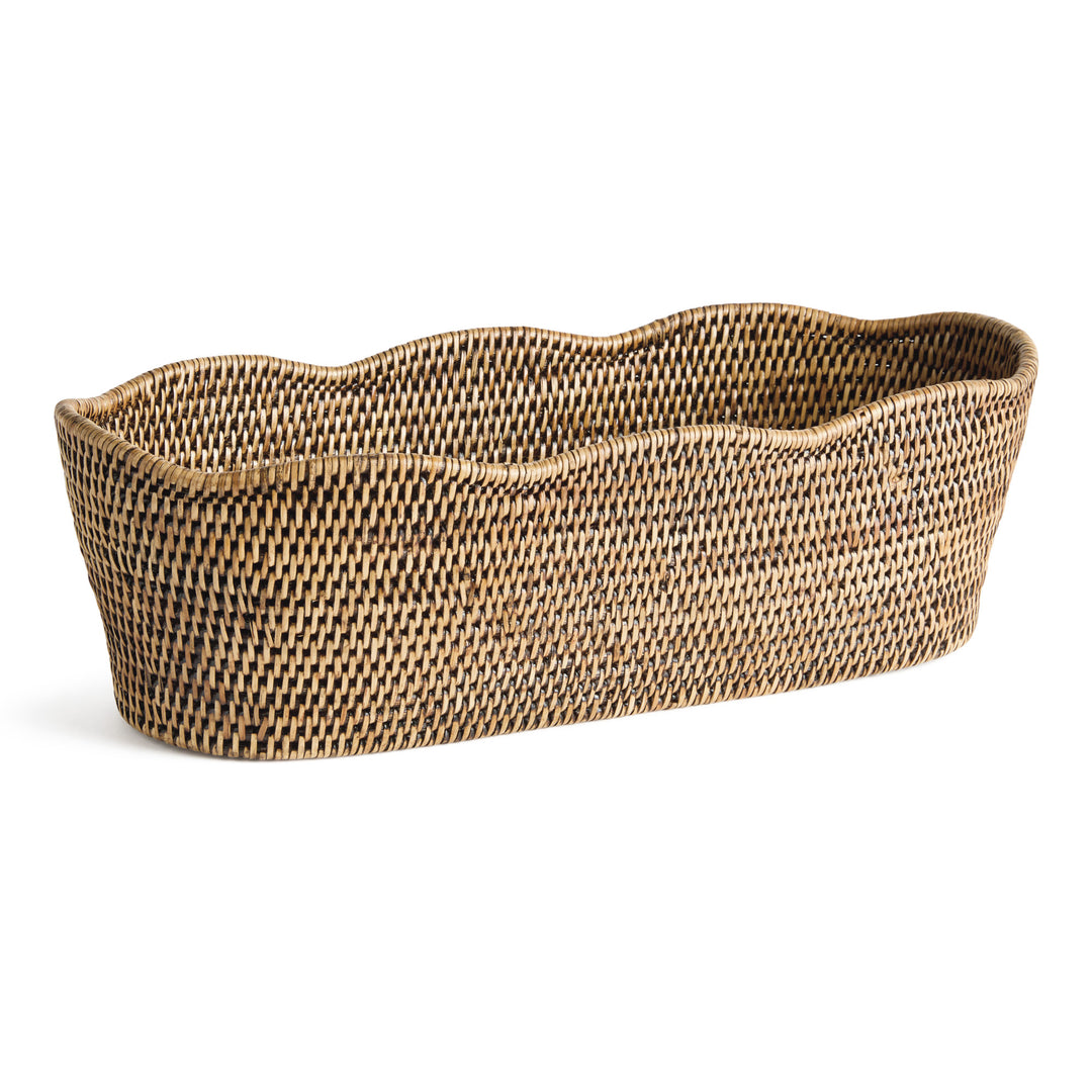 BURMA RATTAN OVAL CACHEPOT - Warm Brown