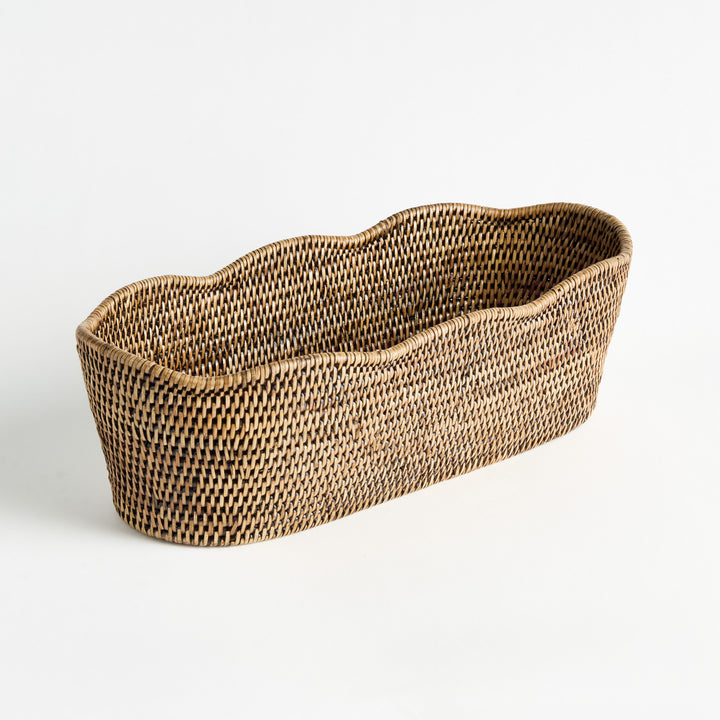 BURMA RATTAN OVAL CACHEPOT - Warm Brown