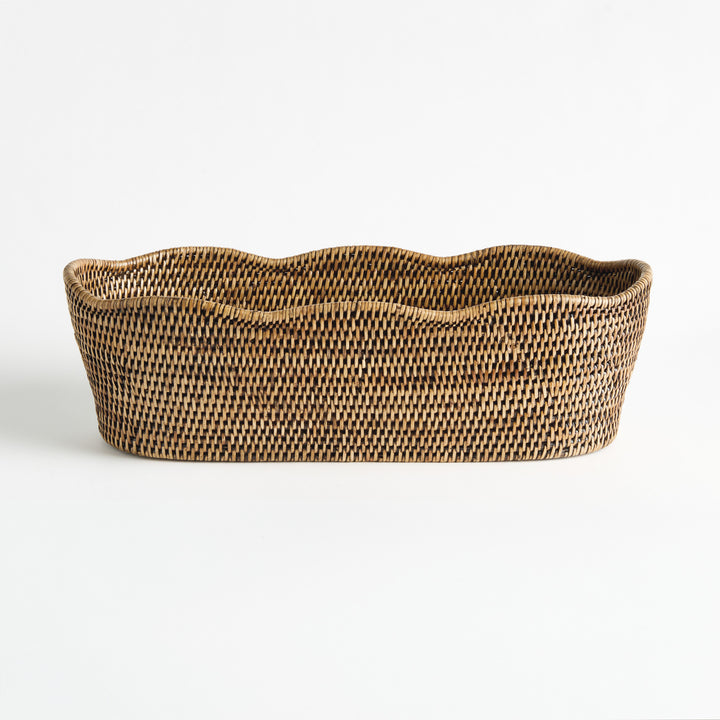 BURMA RATTAN OVAL CACHEPOT - Warm Brown