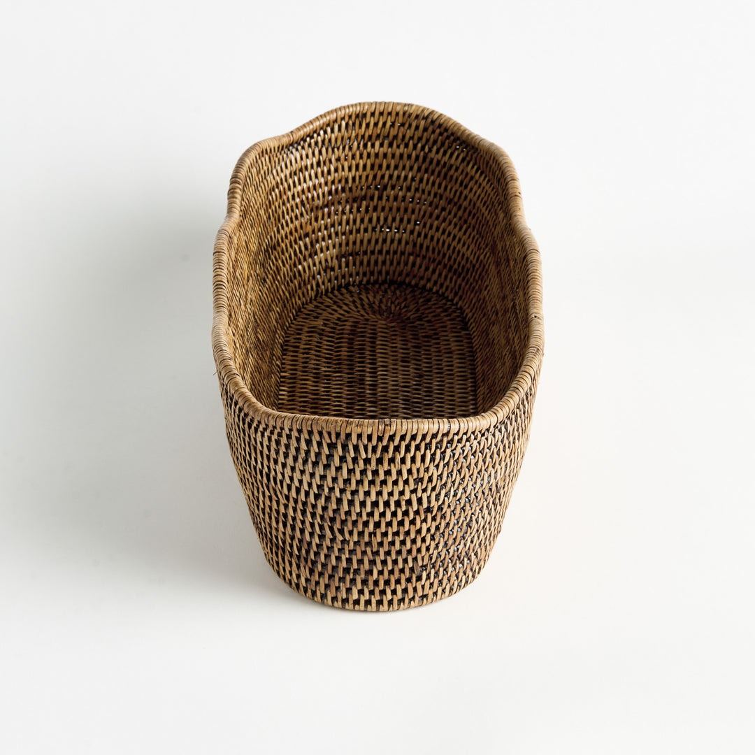 BURMA RATTAN OVAL CACHEPOT - Warm Brown