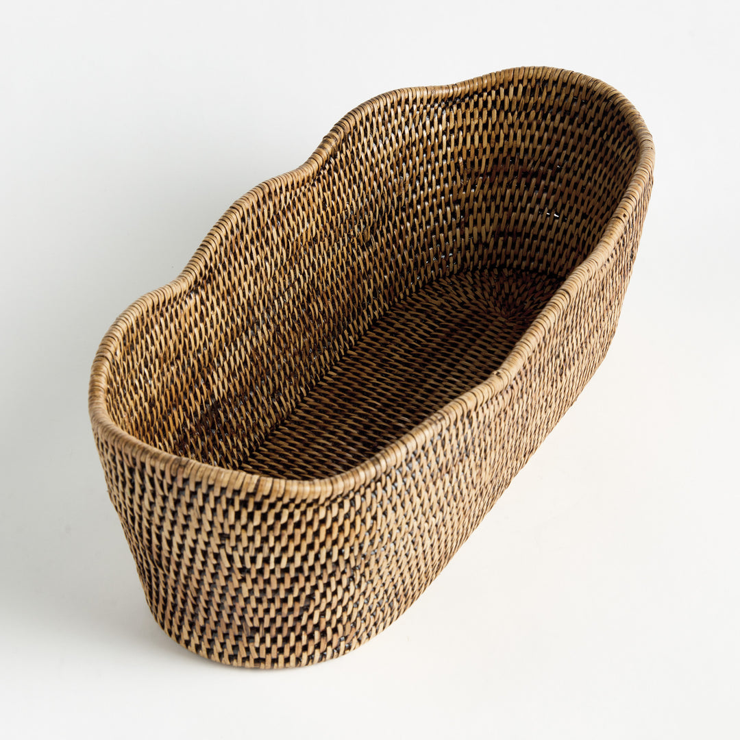 BURMA RATTAN OVAL CACHEPOT - Warm Brown