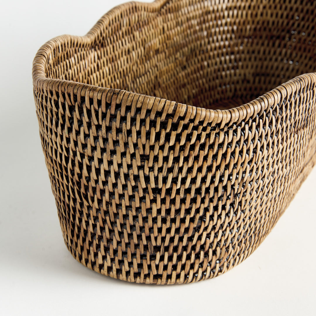 BURMA RATTAN OVAL CACHEPOT - Warm Brown