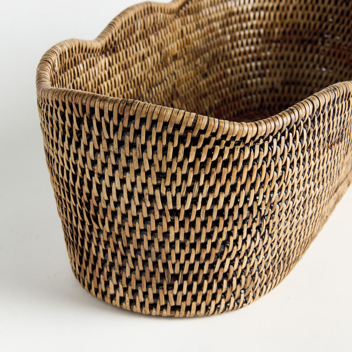 BURMA RATTAN OVAL CACHEPOT - Warm Brown