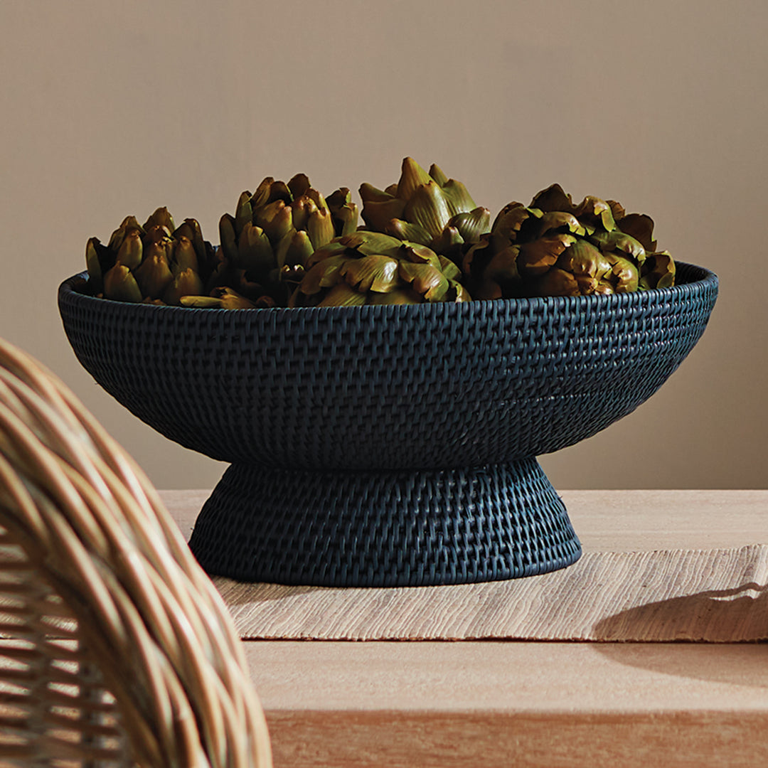 BURMA RATTAN OFFERING BOWL - Dark Blue