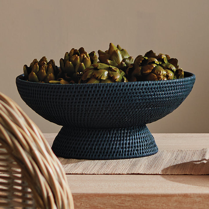 BURMA RATTAN OFFERING BOWL - Dark Blue