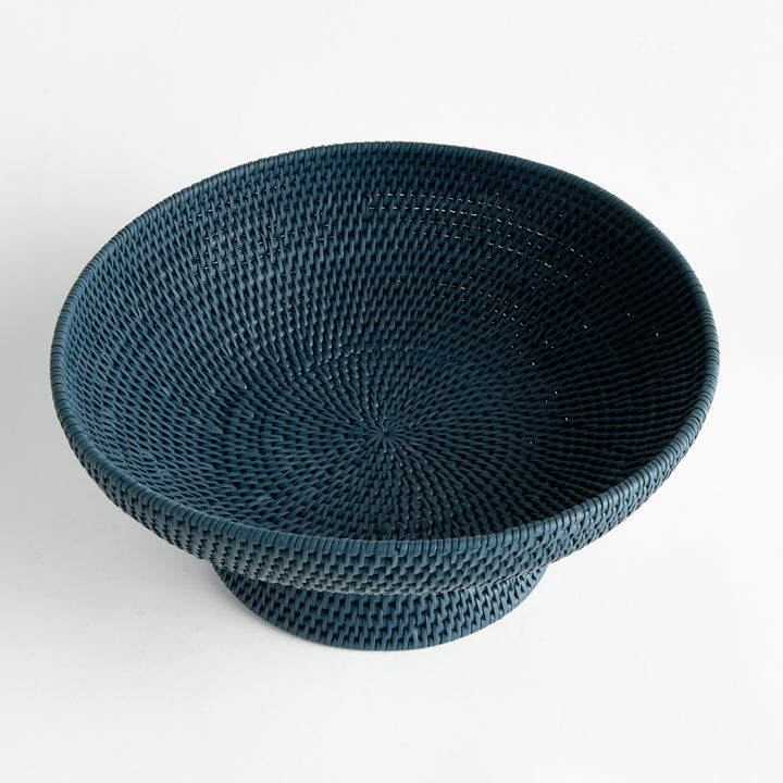 BURMA RATTAN OFFERING BOWL - Dark Blue