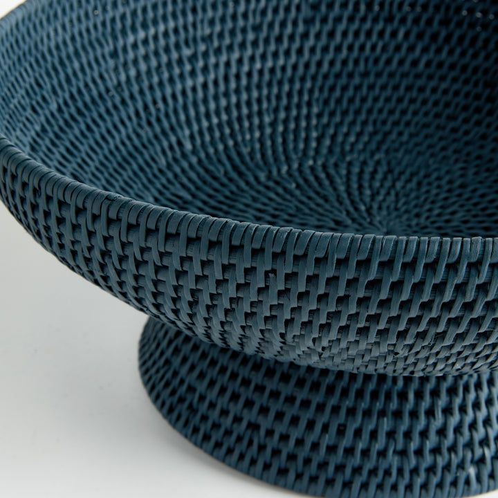 BURMA RATTAN OFFERING BOWL - Dark Blue