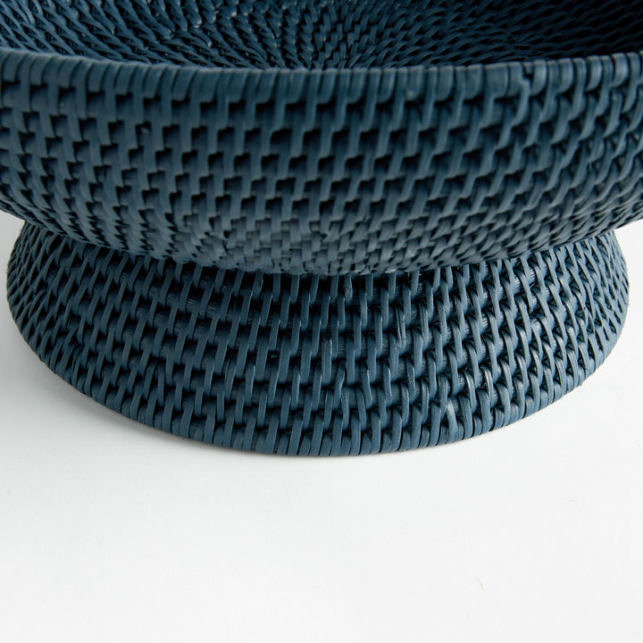 BURMA RATTAN OFFERING BOWL - Dark Blue