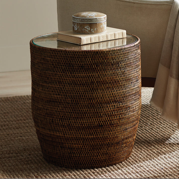 BURMA RATTAN SIDE TABLE - Warm Brown