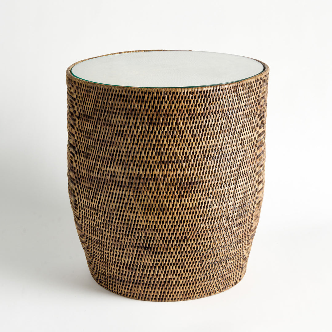 BURMA RATTAN SIDE TABLE - Warm Brown