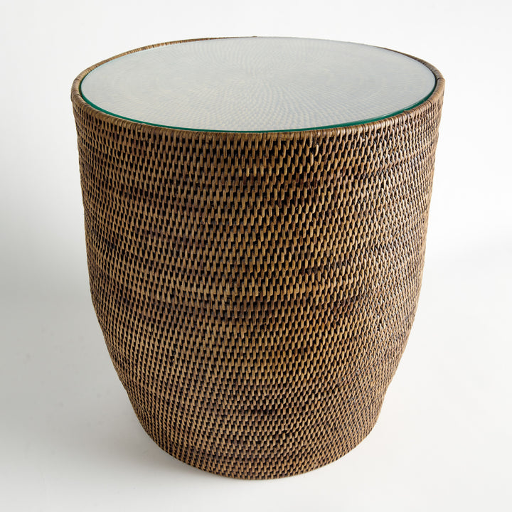 BURMA RATTAN SIDE TABLE - Warm Brown