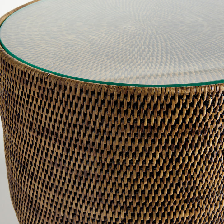 BURMA RATTAN SIDE TABLE - Warm Brown