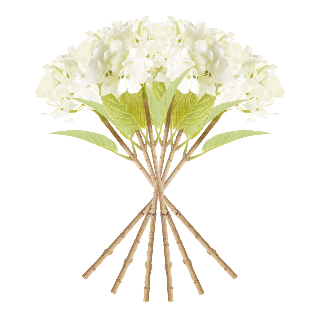 HYDRANGEA STEMS 18", SET OF 6 - White
