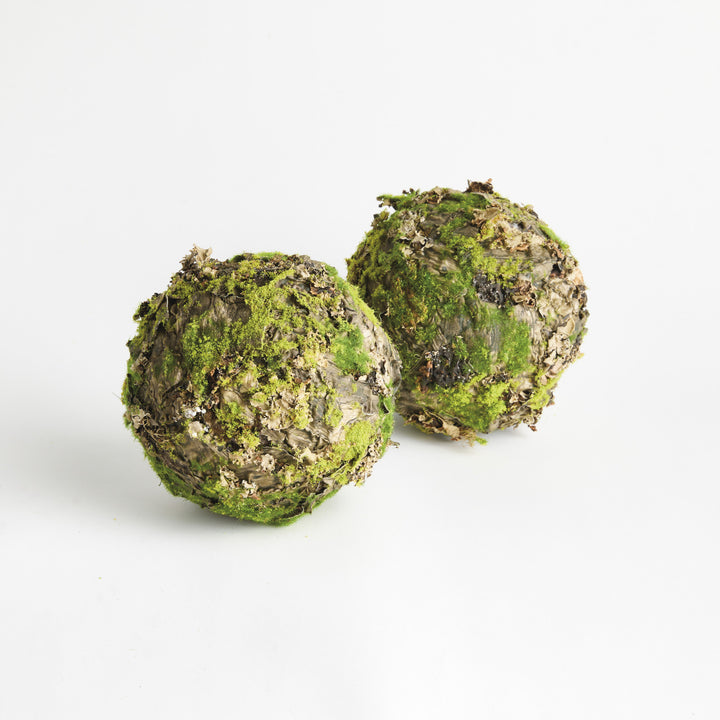 MOSSY LICHEN ORBS 8" ST/2 - Natural/Moss