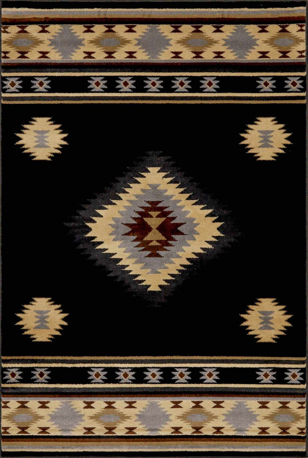 Buckhaven Black Southwestern Area Rug