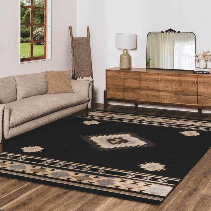 Buckhaven Black Southwestern Area Rug