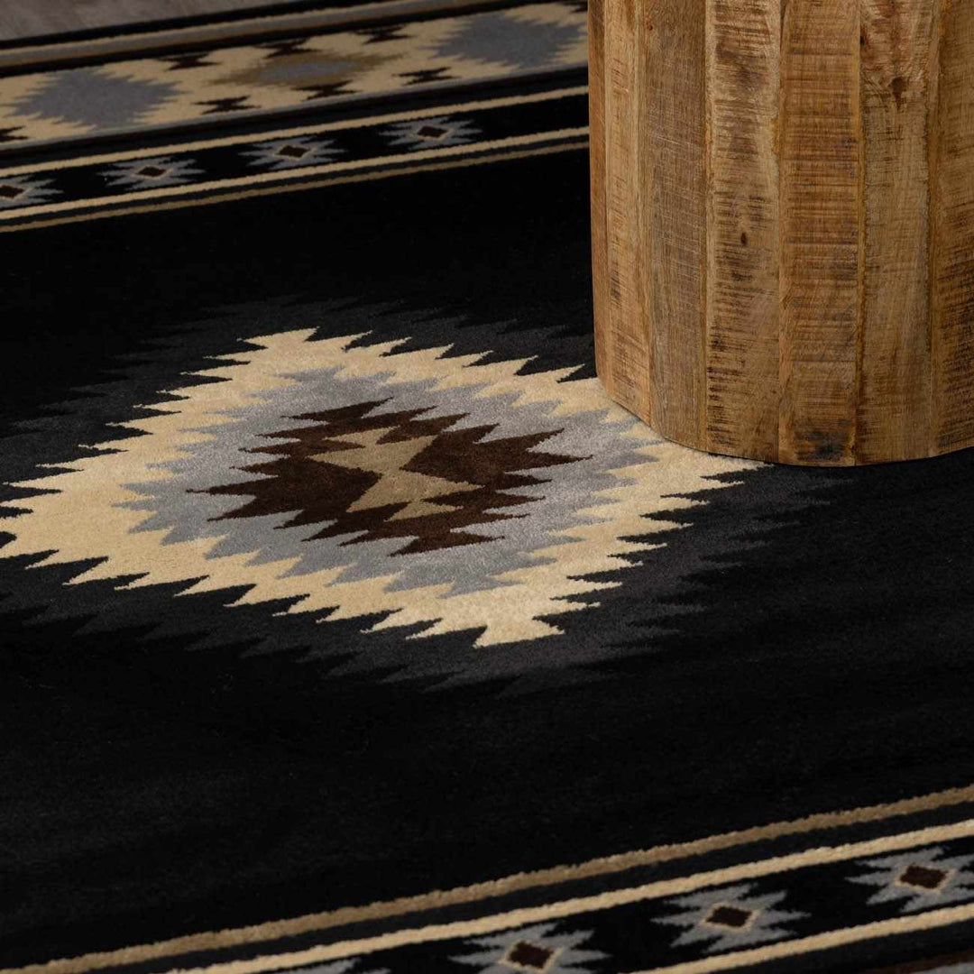 Buckhaven Black Southwestern Area Rug