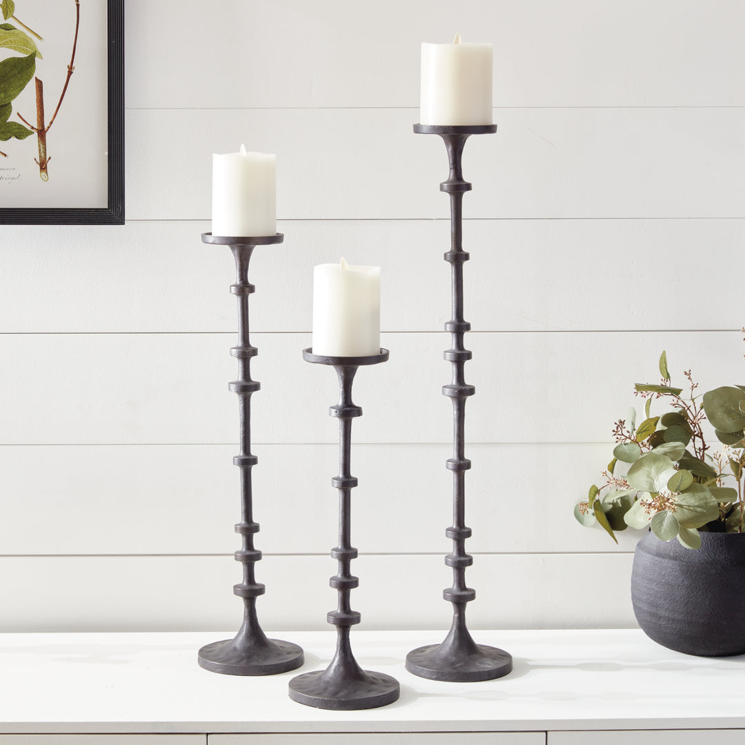 ABACUS CANDLE STANDS, SET OF 3 - Black Bronze