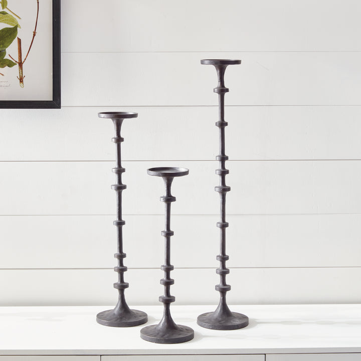 ABACUS CANDLE STANDS, SET OF 3 - Black Bronze