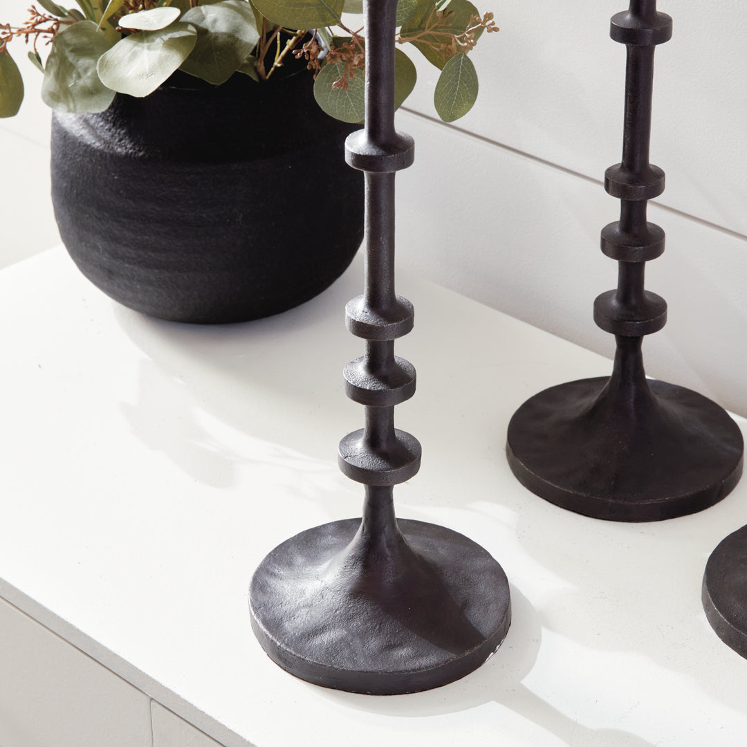 ABACUS CANDLE STANDS, SET OF 3 - Black Bronze