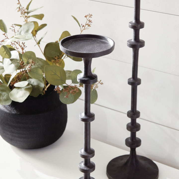 ABACUS CANDLE STANDS, SET OF 3 - Black Bronze