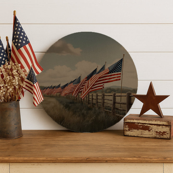 Flags In Field Fence Circle