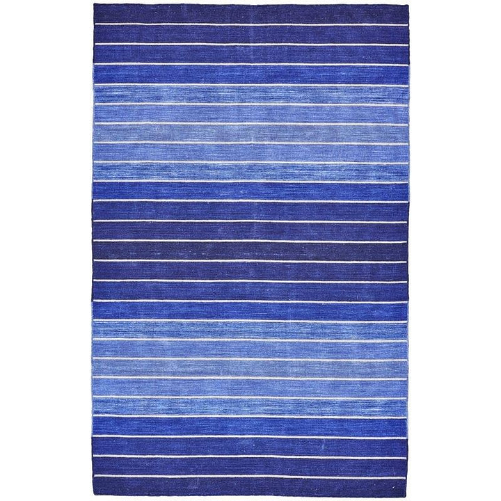 8' x 11' Striped Hand-Tufted Wool/Cotton Blue Area Rug