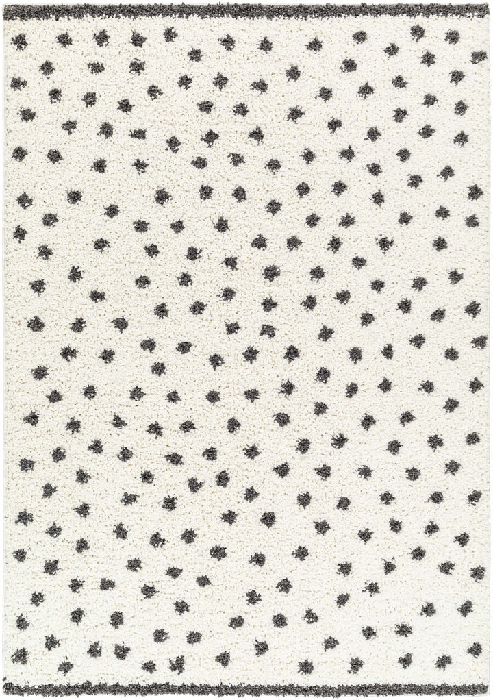 Chaia Dotted Black & White Plush Rug