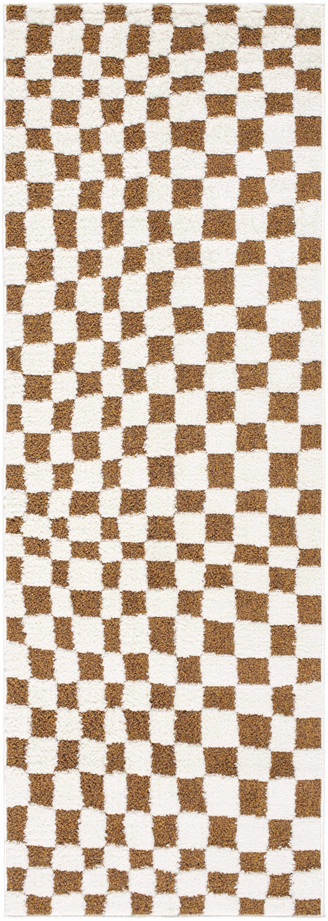 Lajos Brown Checkered Shag Rug
