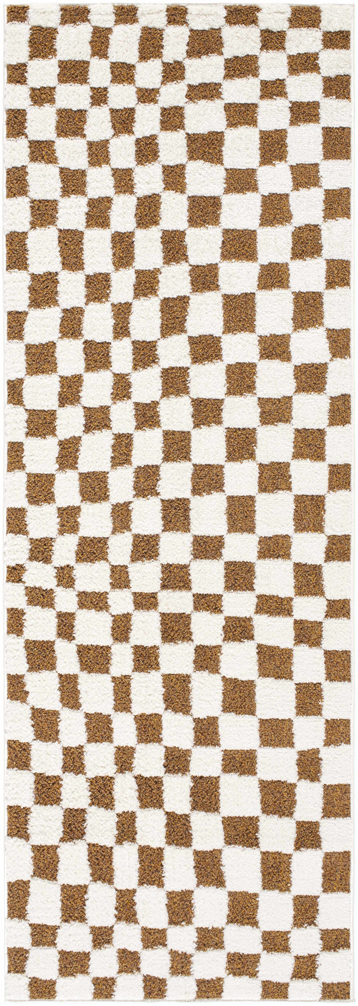 Lajos Brown Checkered Shag Rug