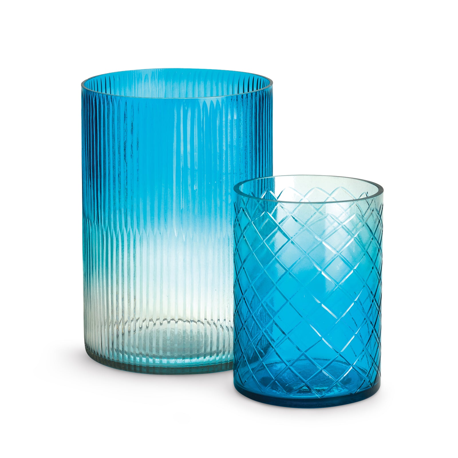 AURORA HURRICANES 10" & 7", SET OF 2 - Aqua Ombre
