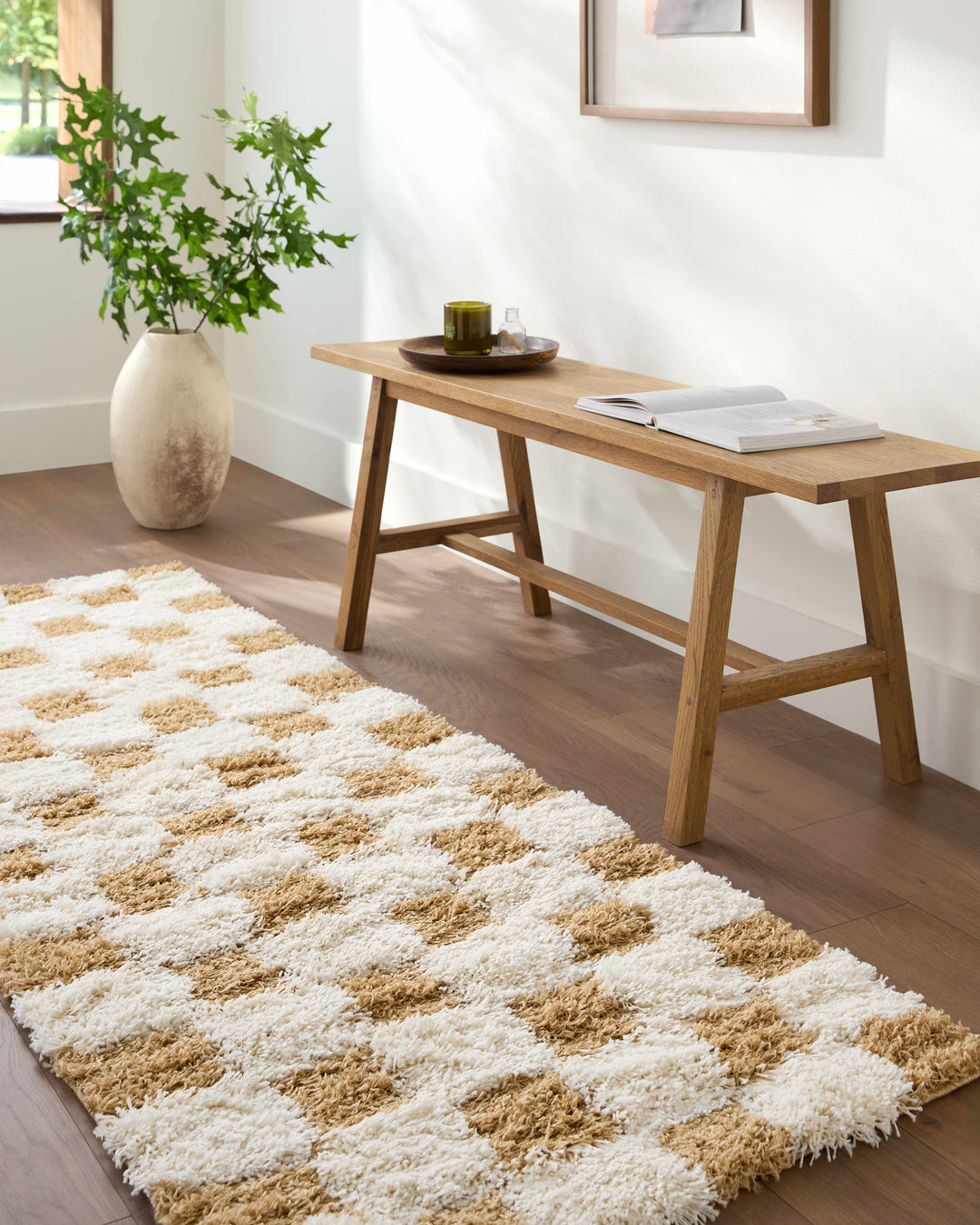 Atira Mustard Checkered Area Rug