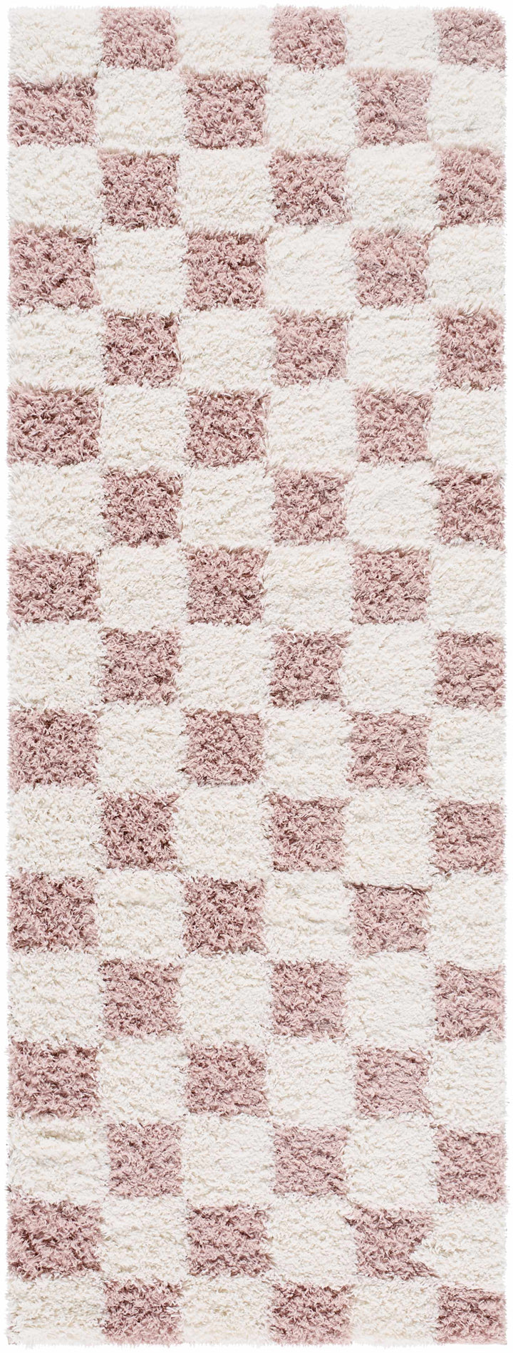 Atira Pink Checkered Shag Rug