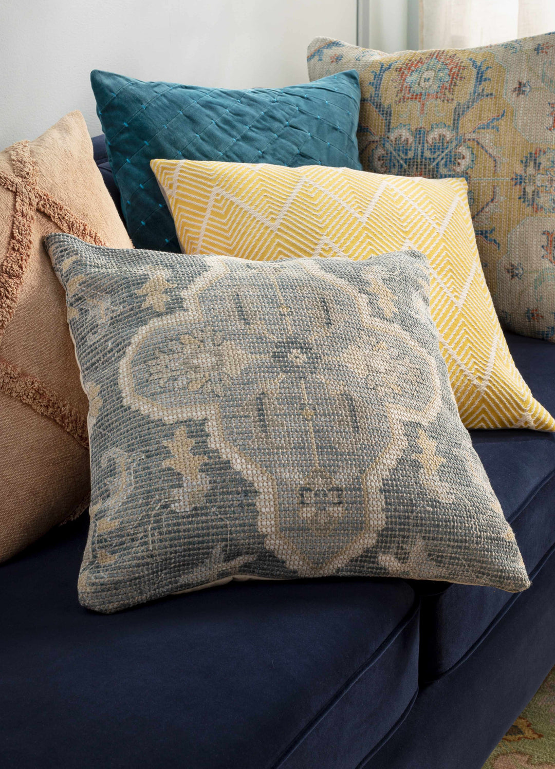 Bigaa Teal Medallion Throw Pillow