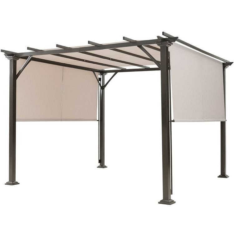 Modern 10 x 10 Ft Heavy Duty Metal Frame Pergola Gazebo with Beige