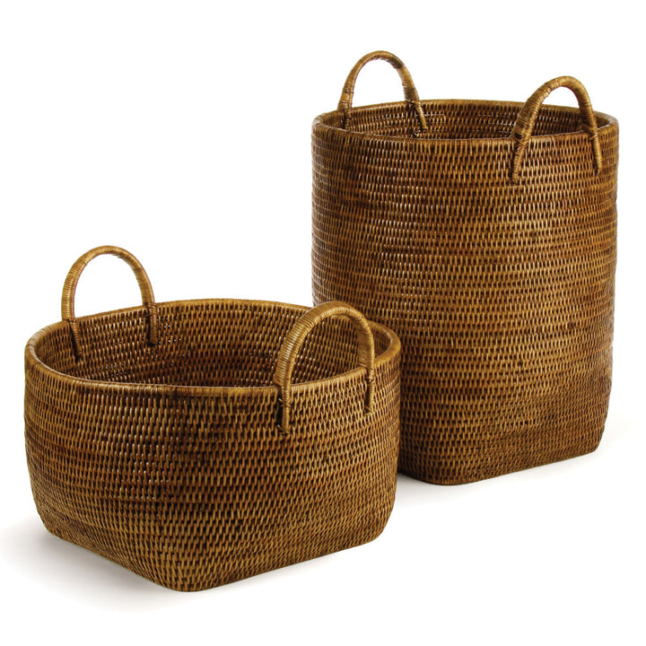 BURMA RATTAN ORCHARD BASKETS, SET OF 2 - Warm Brown