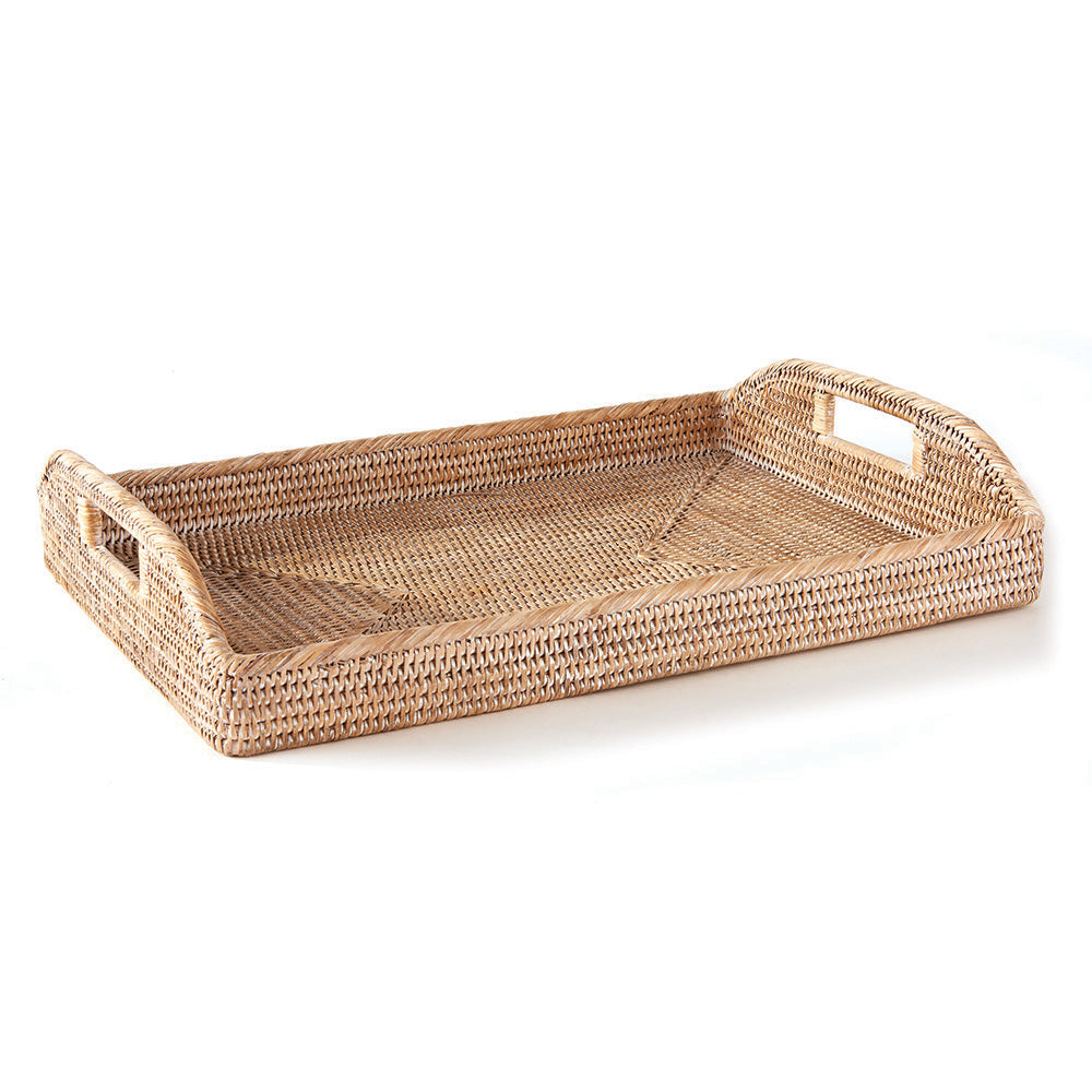 BURMA RATTAN MORNING TRAY 20" - Whitewash
