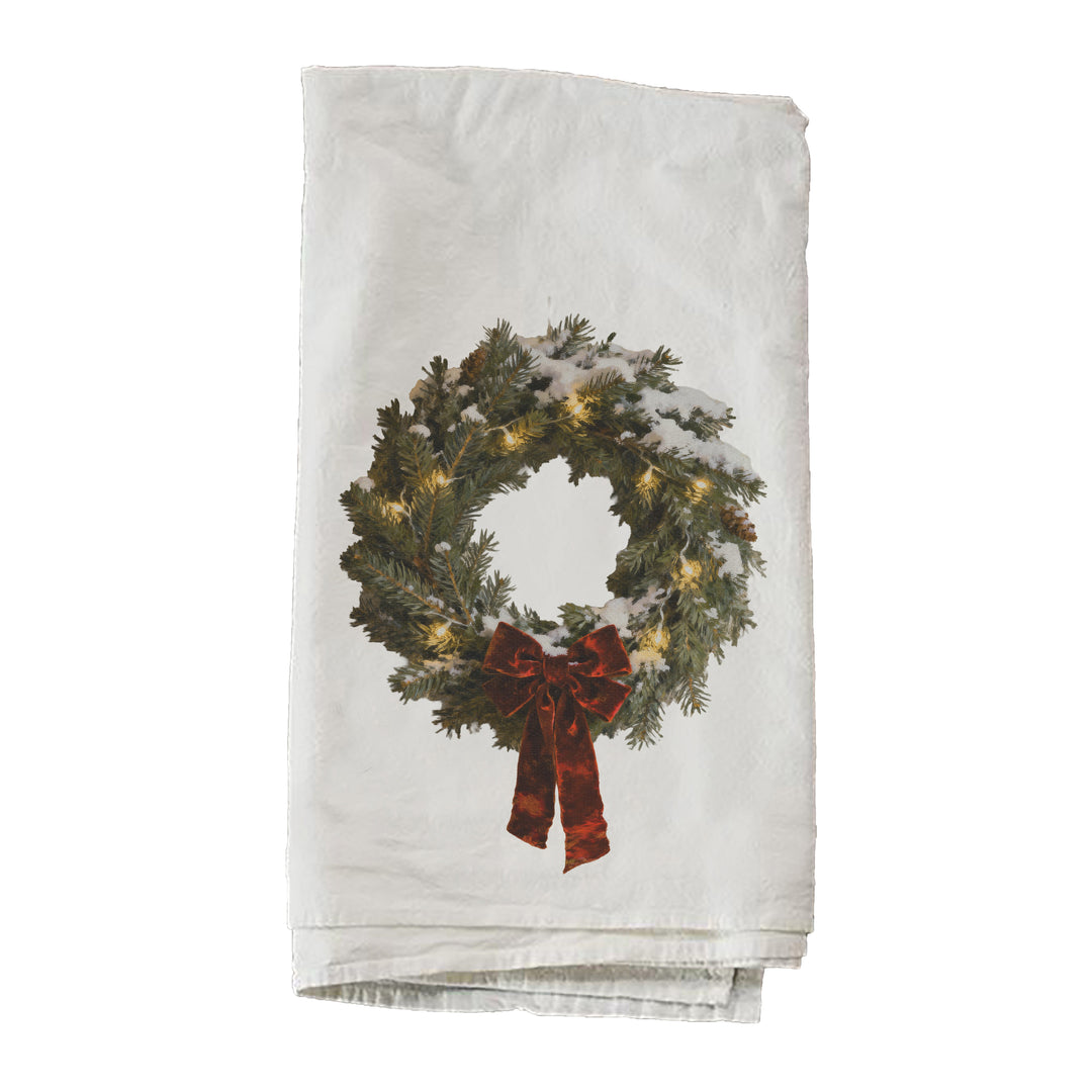 Christmas Wreath Velvet Bow Towel